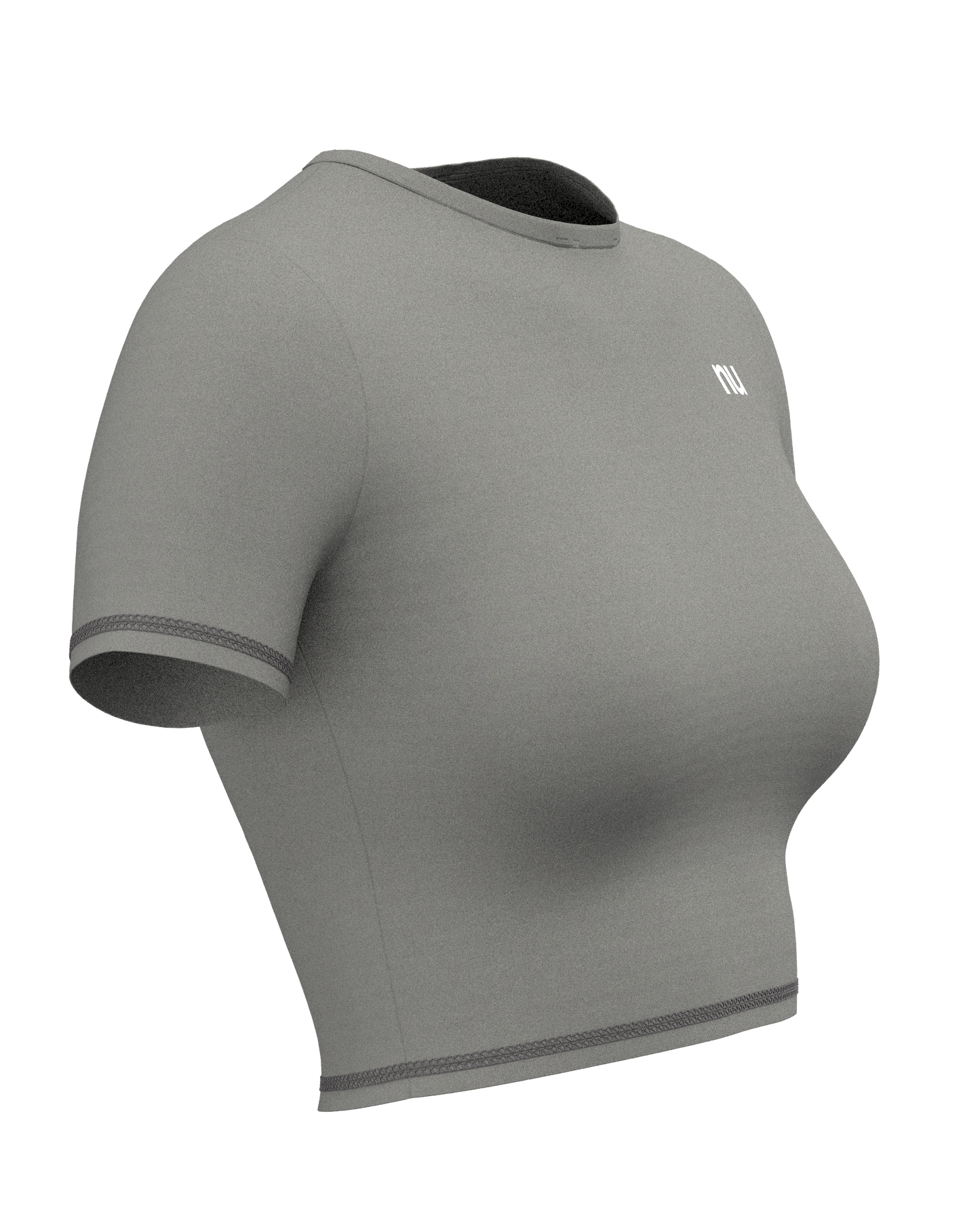 Neau Grey Sporty Short Sleeve Crop Top
